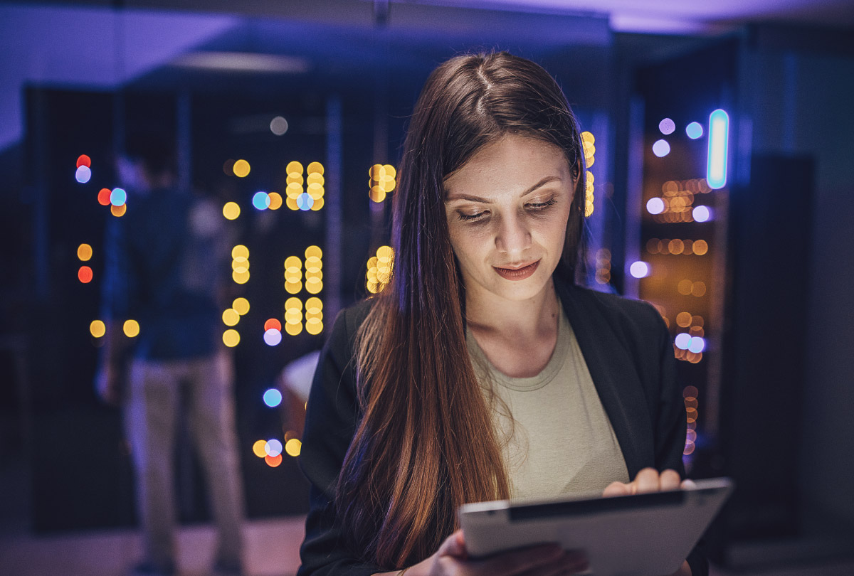 woman using a tablet device