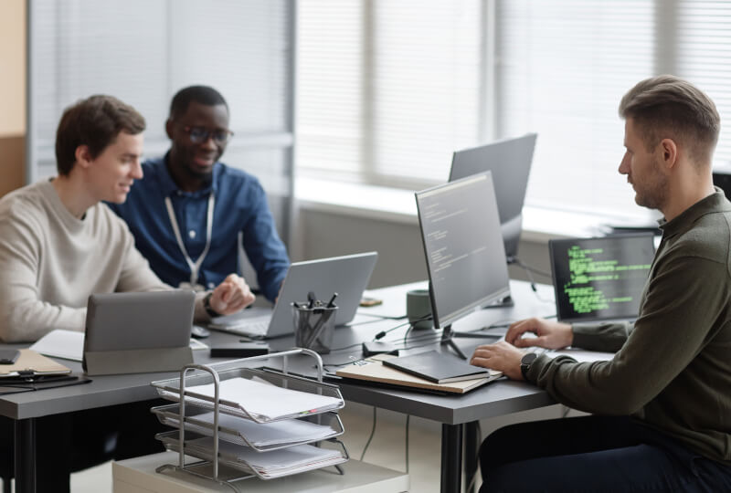 young office workers using lapop computers